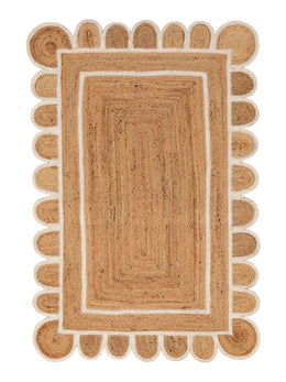 Scalloped Rug Braided Jute Rug Rug for Dining Table Hand Woven Rugs Low Pile Rugs