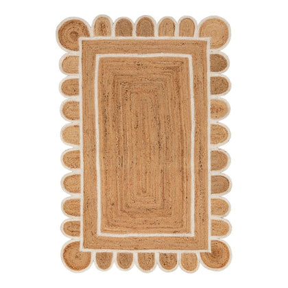 White Trim Scalloped Runner Rugs for Living Room Indoor Rugs 4 X 6