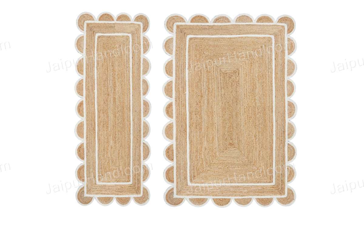 Scalloped Runner for Hallway/Entryway Jute Scalloped Rug Scalloped Doormat