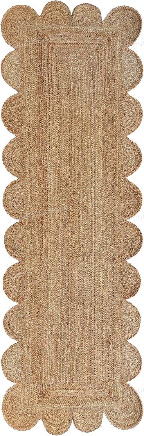 Scalloped Runner Seagrass Runner for Hallway Hand Woven Jute Rug Kitchen Runner