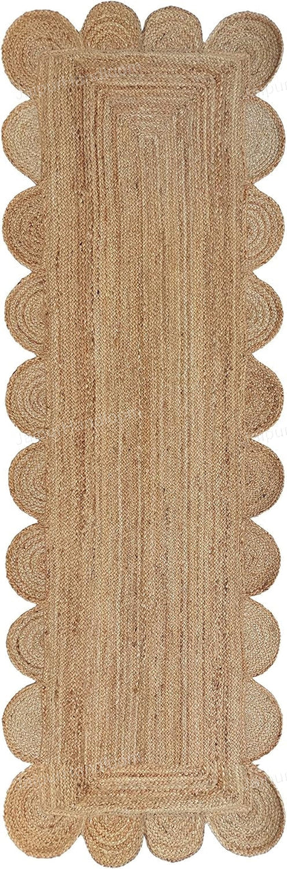 Scalloped Runner Seagrass Runner for Hallway Hand Woven Jute Rug Kitchen Runner