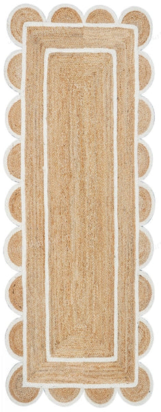 Scalloped Runner for Hallway/Entryway Jute Scalloped Rug Scalloped Doormat