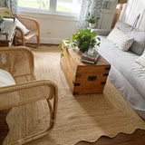 Scalloped Wavy Border Rug 12'x15' Seagrass Jute Scalloped Runner 2'x10' for Hallway