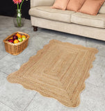 Scalloped Wavy Border Rug 12'x15' Seagrass Jute Scalloped Runner 2'x10' for Hallway