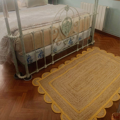 4'x5' Jute Scallop Rug for Bedroom Custom Size Scalloped Rugs Jute Doormat 2'x3'