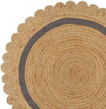 Scandinavian Round Rug for Living Room Round Scalloped Jute Rug for Dining Room