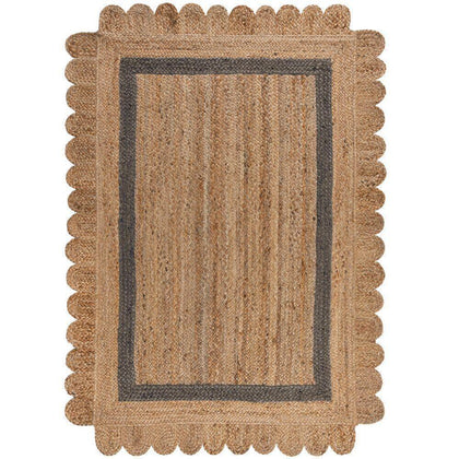 Natural Jute Loomed Bedroom Rugs Scalloped 3 X 5