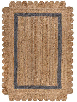 Scandinavian Rugs Jute Scalloped Rug Custom Size Rug Rugs for Dining Table