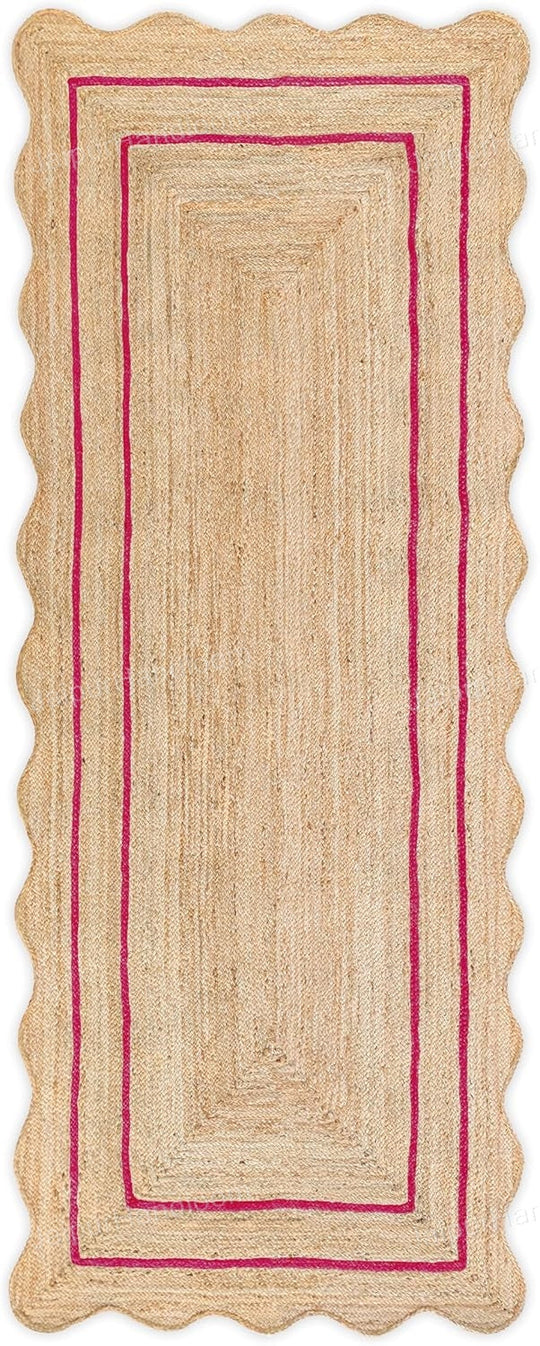 Seagrass Runner for Hallway Wavy Scalloped Rug Jute Runner for Kitchen