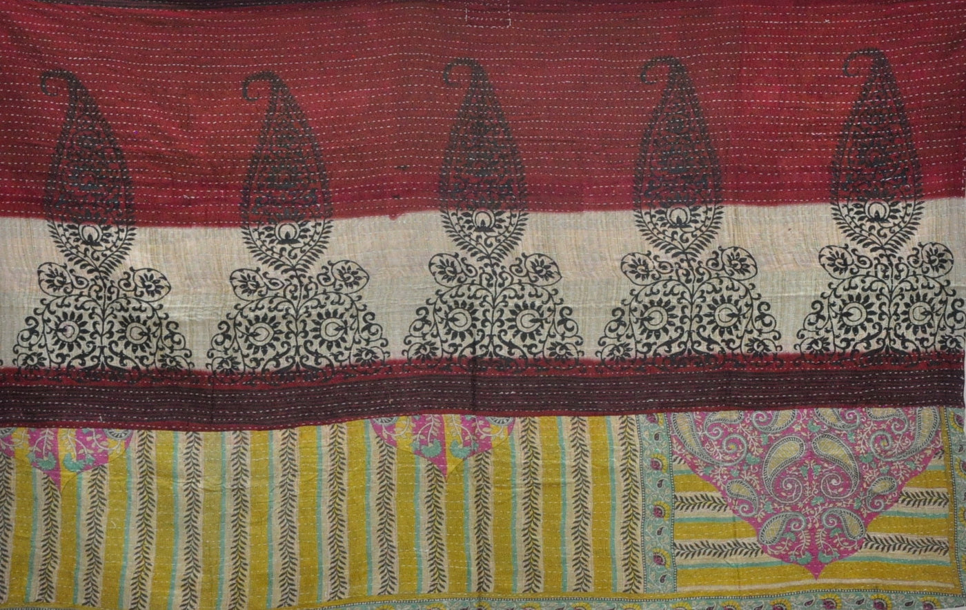 handmade kantha throw blanket