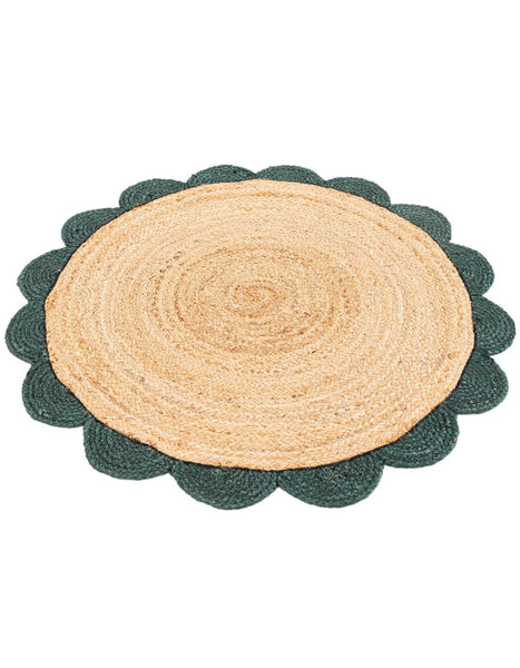 Sisal Round Rug 5' Round Scalloped Jute Rug 8' for Living Room Braided