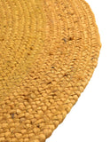 Solid Yellow Jute Round Area Rug for living room, farmhouse round jute rug