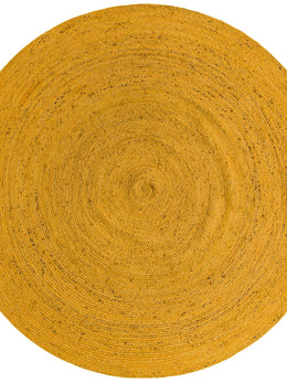 Solid Yellow Jute Round Area Rug for living room, farmhouse round jute rug