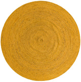 Solid Yellow Jute Round Area Rug for living room, farmhouse round jute rug