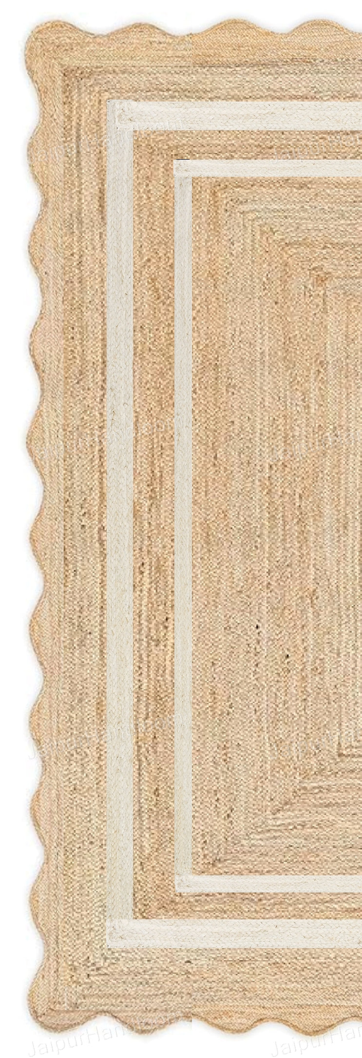 Square Scalloped Jute Rugs Custom Size Carpet Heavy Duty Hallway Runner