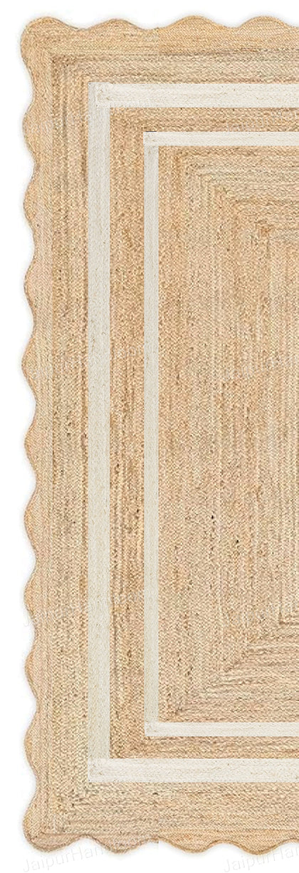 Square Scalloped Jute Rugs Custom Size Carpet Heavy Duty Hallway Runner