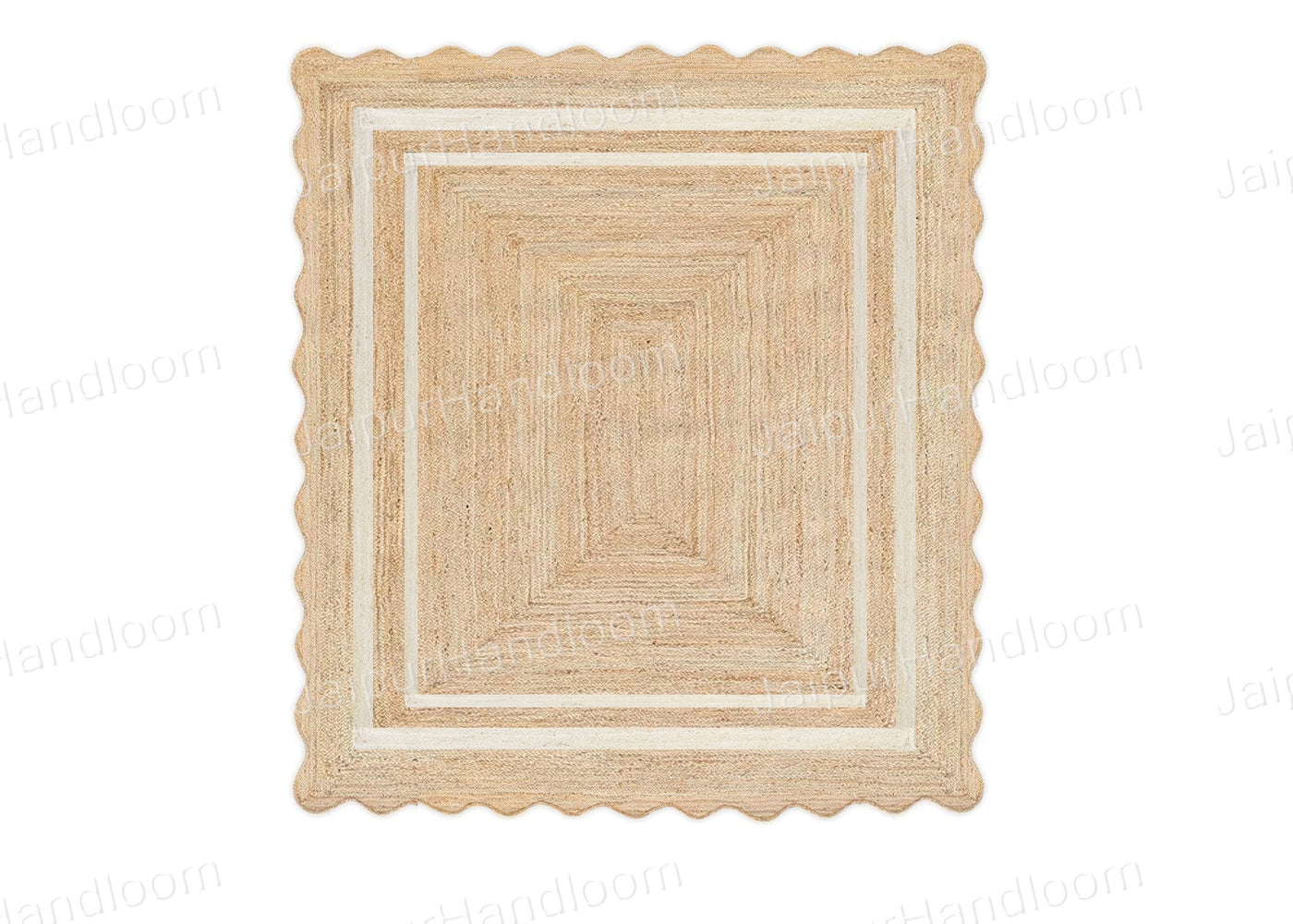 Square Scalloped Jute Rugs Custom Size Carpet Heavy Duty Hallway Runner