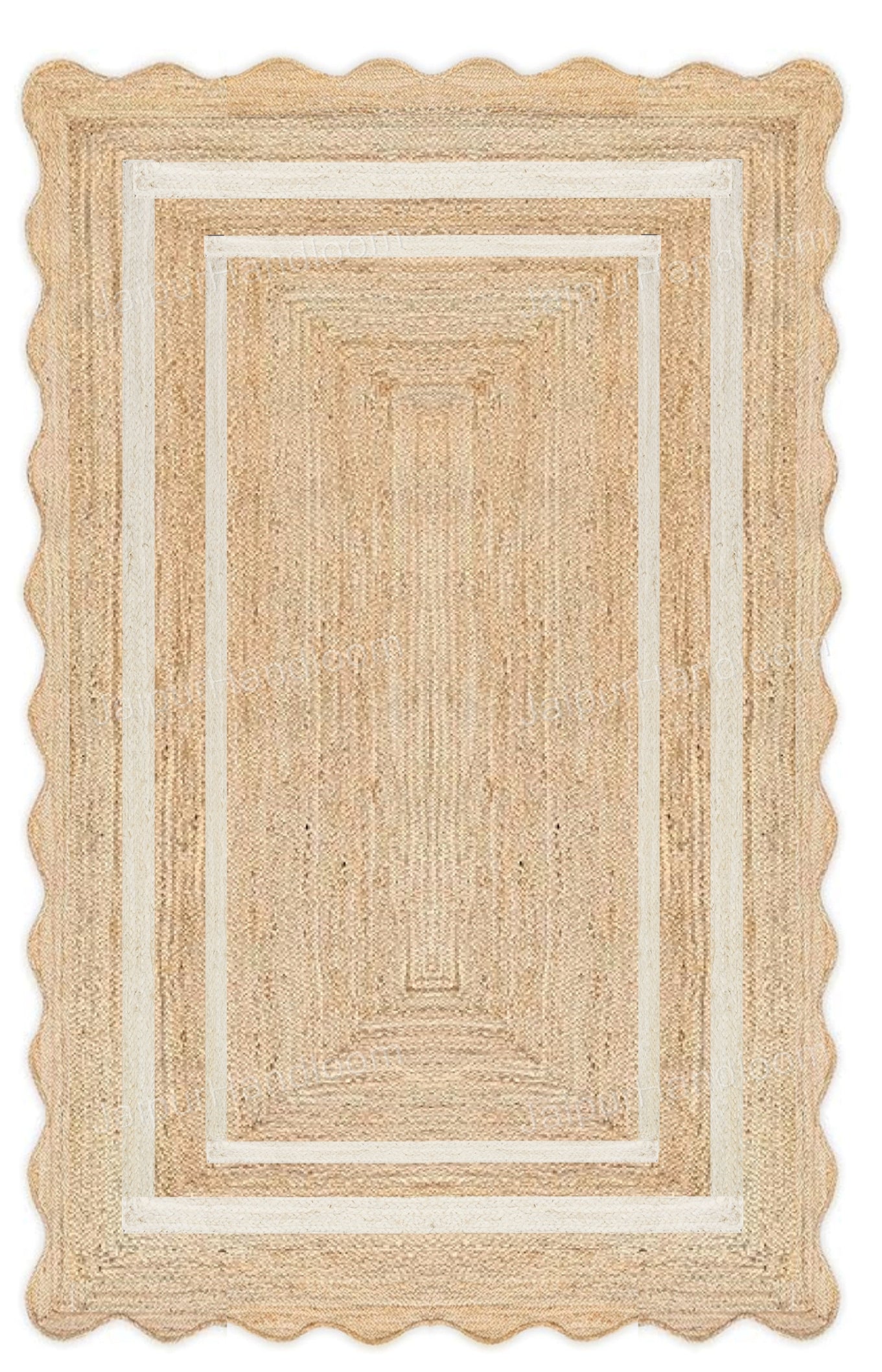 Square Scalloped Jute Rugs Custom Size Carpet Heavy Duty Hallway Runner