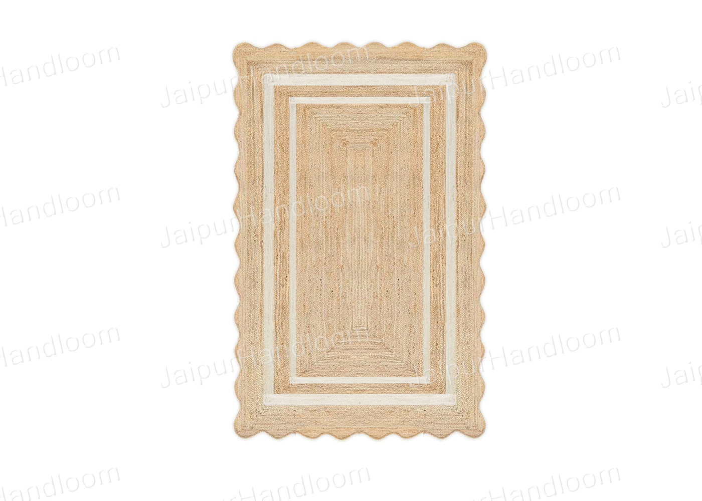 Square Scalloped Jute Rugs Custom Size Carpet Heavy Duty Hallway Runner