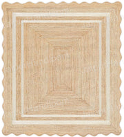 Square Scalloped Jute Rugs Custom Size Carpet Heavy Duty Hallway Runner