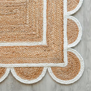 Square Scalloped Rug for Dining Room 10'x10' Hemp Jute Scalloped Runner 2.6'x20'