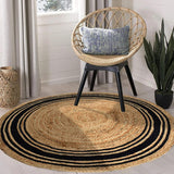 Striped Pattern Round Area Rug Braided Round Jute Rug Hemp Round Rug Carpet