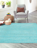 Turquoise Blue Jute Rug 6'x8' for Dining Room Seagrass Runner for Hallway 2'x20'