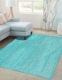 Turquoise Blue Jute Rug 6'x8' for Dining Room Seagrass Runner for Hallway 2'x20'