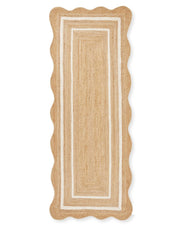 Wavy Edge Jute Runner for Hallway/Entryway 3'x20' Low Pile Jute Scallop Rug 5'x8'