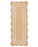 Wavy Edge Jute Runner for Hallway/Entryway 3'x20' Low Pile Jute Scallop Rug 5'x8'