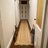 Wavy Edge Jute Runner for Hallway/Entryway 3'x20' Low Pile Jute Scallop Rug 5'x8'