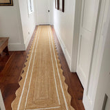 Wavy Edge Jute Runner for Hallway/Entryway 3'x20' Low Pile Jute Scallop Rug 5'x8'