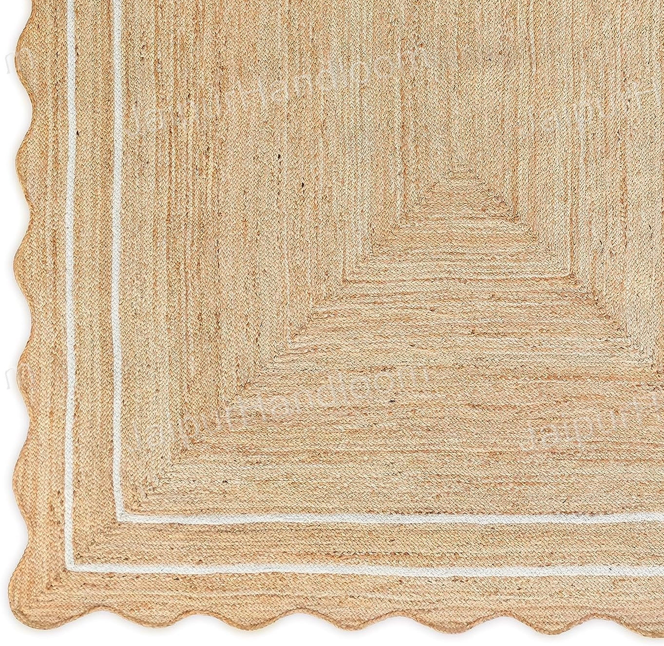 Wavy Jute Rug Scalloped Jute Rugs Custom Size Rugs Modern Sisal Rug Runner