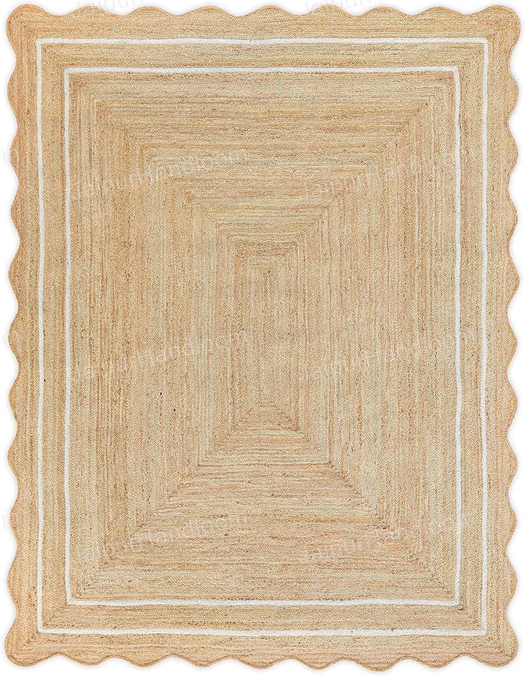 Wavy Jute Rug Scalloped Jute Rugs Custom Size Rugs Modern Sisal Rug Runner