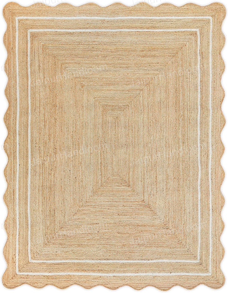 Wave Edge Rug Wavy Edge Jute Rug Scalloped Jute Rugs Custom Size Rugs Modern Sisal R