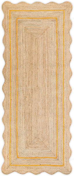 Wavy Scalloped Edge Runner 2X18 Feet Braided Jute Scalloped Rug 8x10