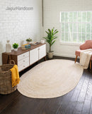 White Oval Rug Carpet 4'x6' Jute Oval Rug for Bedroom Oval Door Mats 2'x3'