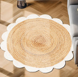 White Round Scalloped Rug Seagrass Round Rug Round Scalloped Doormat