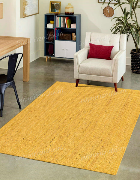 Yellow Jute Rug 10'x14' for Living Room Braided Hemp Jute Carpet 5'x8'