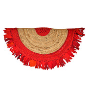 Handwoven Cotton Half Circle Doormat, Half Moon Welcome Doormat, Half Circle Rug for Bedroom Door