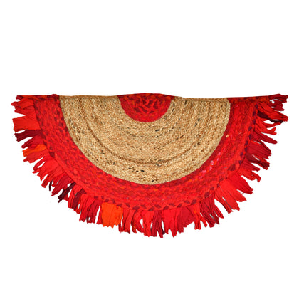 Handwoven Cotton Half Circle Doormat, Half Moon Welcome Doormat, Half Circle Rug for Bedroom Door