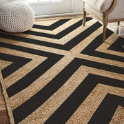 Black Area Rug, Large Jute Rug for Living Room, Zebra Pattern Rug for Bedroom, Jute Doormat