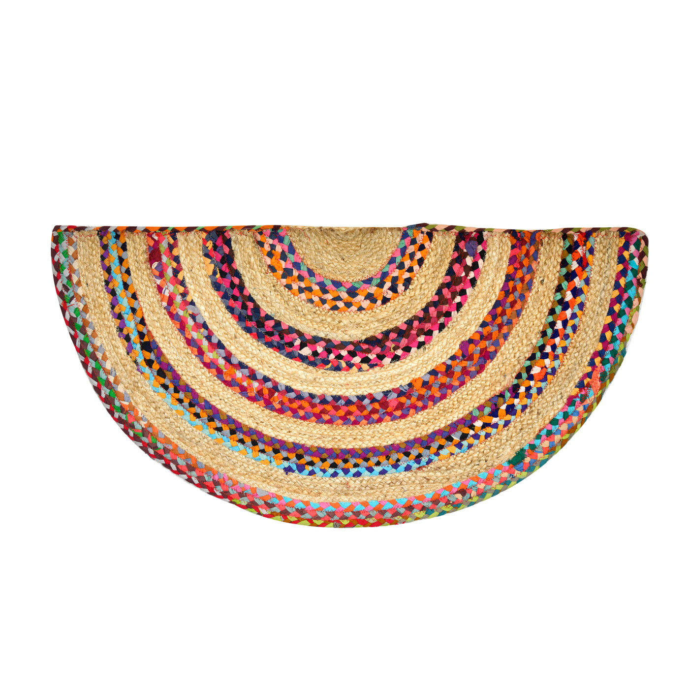 Braided Jute Semi Circle Doormat for Front Door/Entryways, Half Round Rug for Stairs Landing