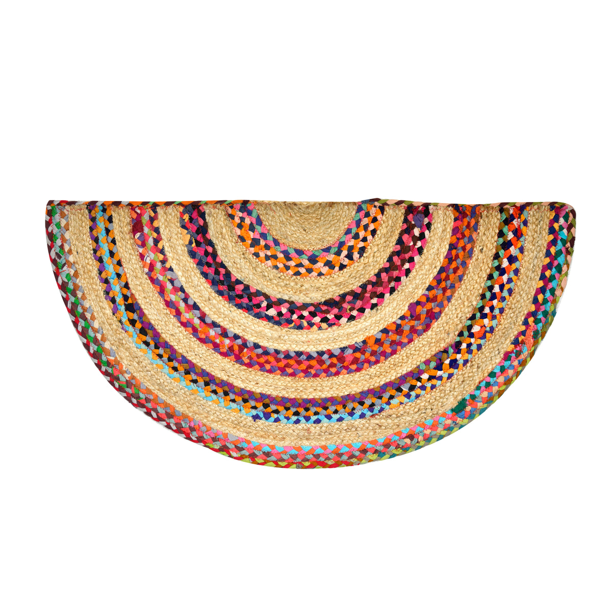 Braided Jute Semi Circle Doormat for Front Door/Entryways, Half Round Rug for Stairs Landing