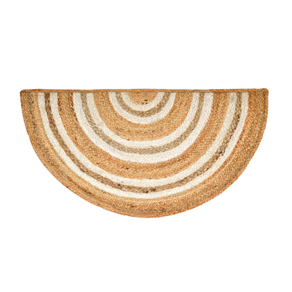 Half Circle Door Mat, Natural Jute Half Moon Rug for Front Door, Bohemian Welcome Doormat