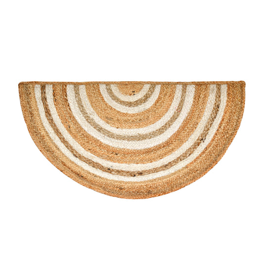 Half Circle Door Mat, Natural Jute Half Moon Rug for Front Door, Bohemian Welcome Doormat