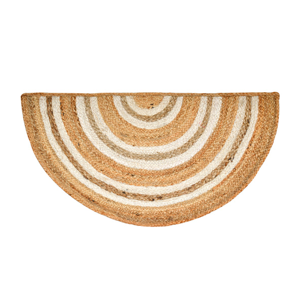 Half Circle Door Mat, Natural Jute Half Moon Rug for Front Door, Bohemian Welcome Doormat