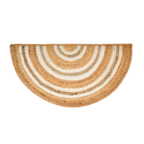 Half Circle Door Mat, Natural Jute Half Moon Rug for Front Door, Bohemian Welcome Doormat