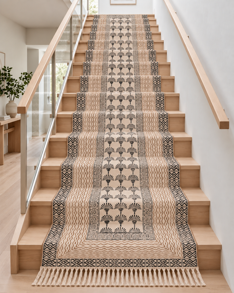 Bohemian Cotton Stair Runner, Custom Size Cotton Runner for Stairs/Hallway/Kitchen/Bathroom
