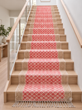Machine Washable Cotton Runner for Stairs / Hallway / Entryway, Custom Size Stair Runner Treads, Non Slip Cotton Stair Rug Runner